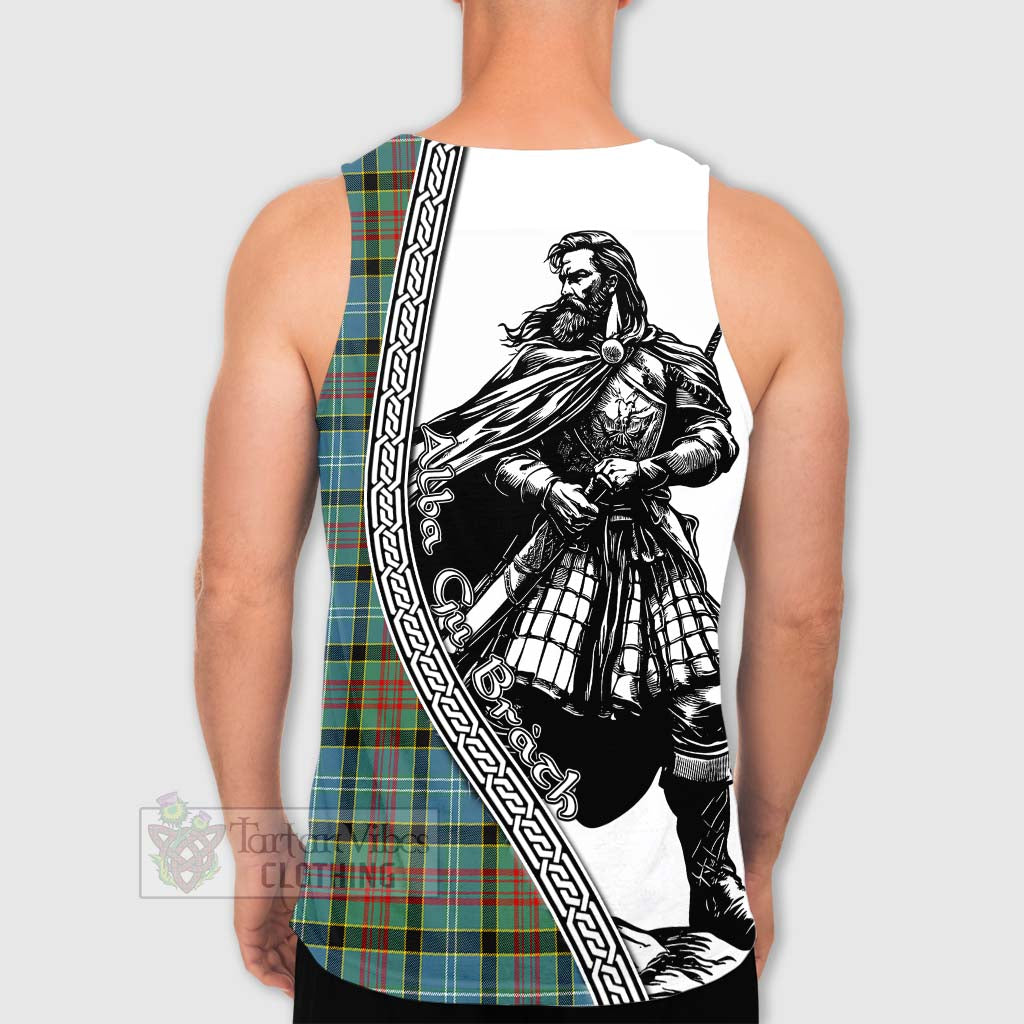 Tartan Vibes Clothing Cathcart Tartan Clan Crest Men's Tank Top with Highlander Warrior Celtic Style