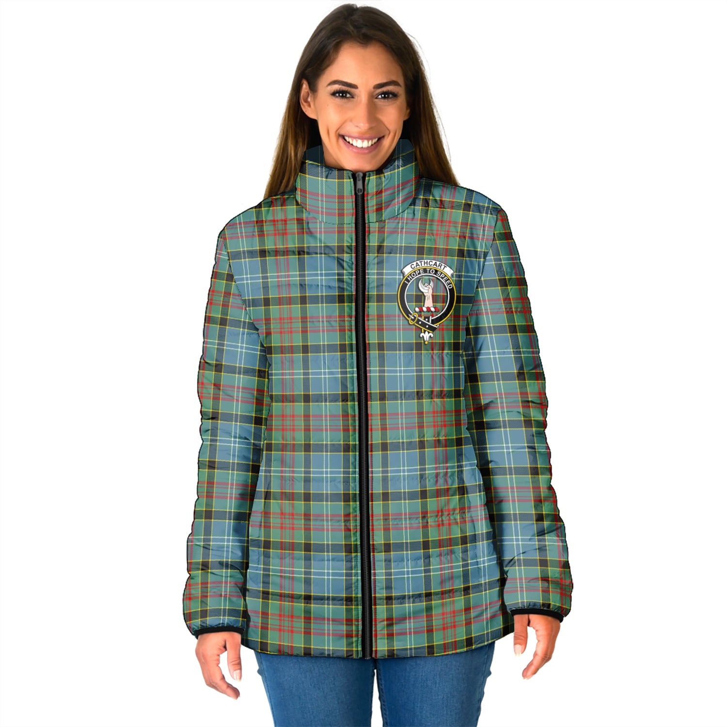 Cathcart Tartan Padded Jacket with Family Crest - Tartan Vibes Clothing