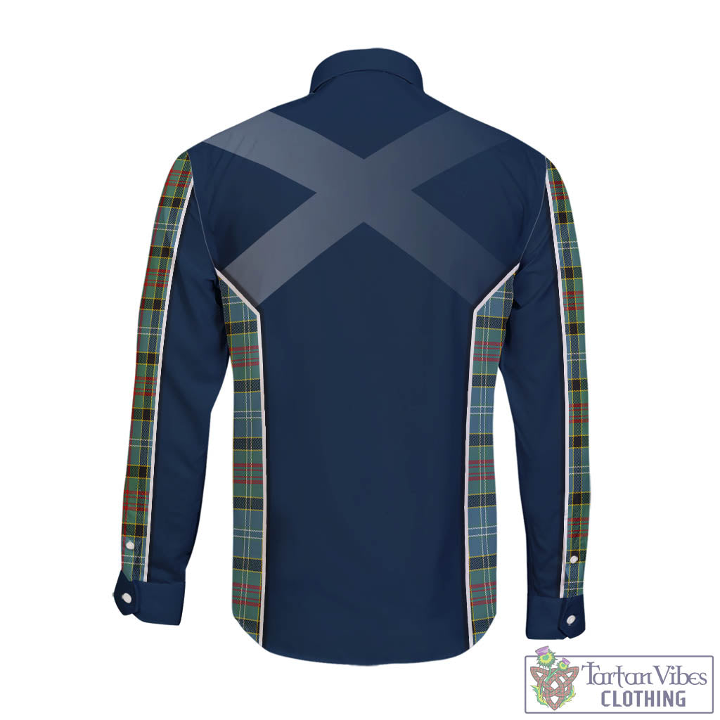 Tartan Vibes Clothing Cathcart Tartan Long Sleeve Button Up Shirt with Family Crest and Scottish Thistle Vibes Sport Style