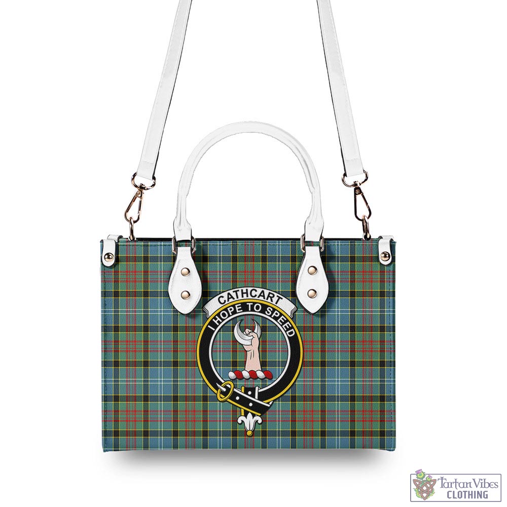 Tartan Vibes Clothing Cathcart Tartan Luxury Leather Handbags with Family Crest