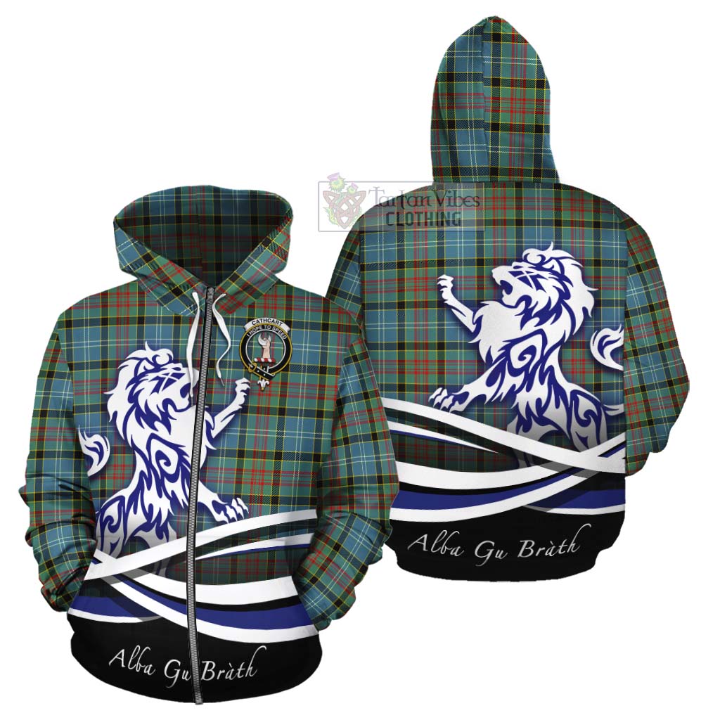 Tartan Vibes Clothing Cathcart Tartan Cotton Hoodie with Alba Gu Brath Regal Lion Emblem