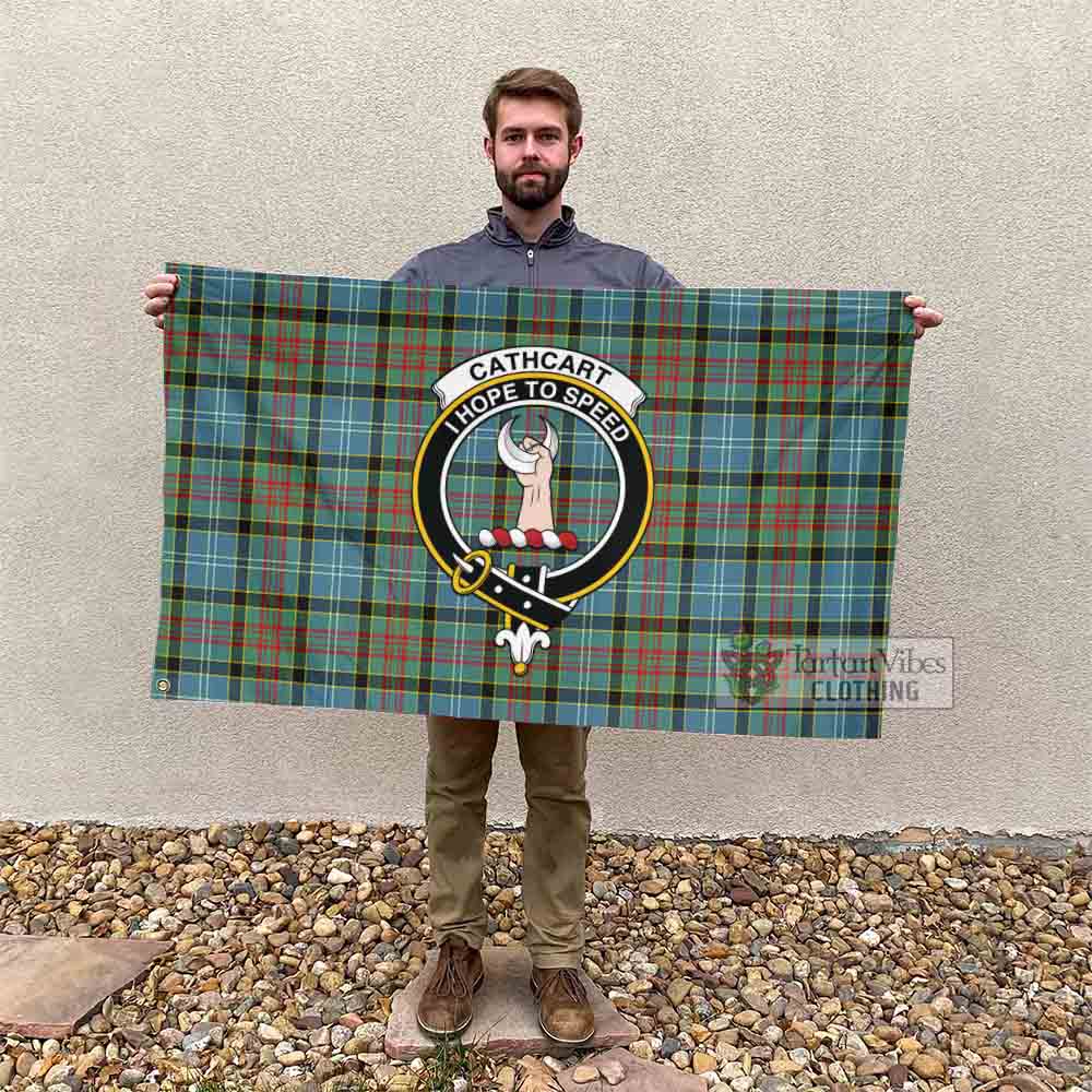 Tartan Vibes Clothing Cathcart Tartan House Flag with Family Crest