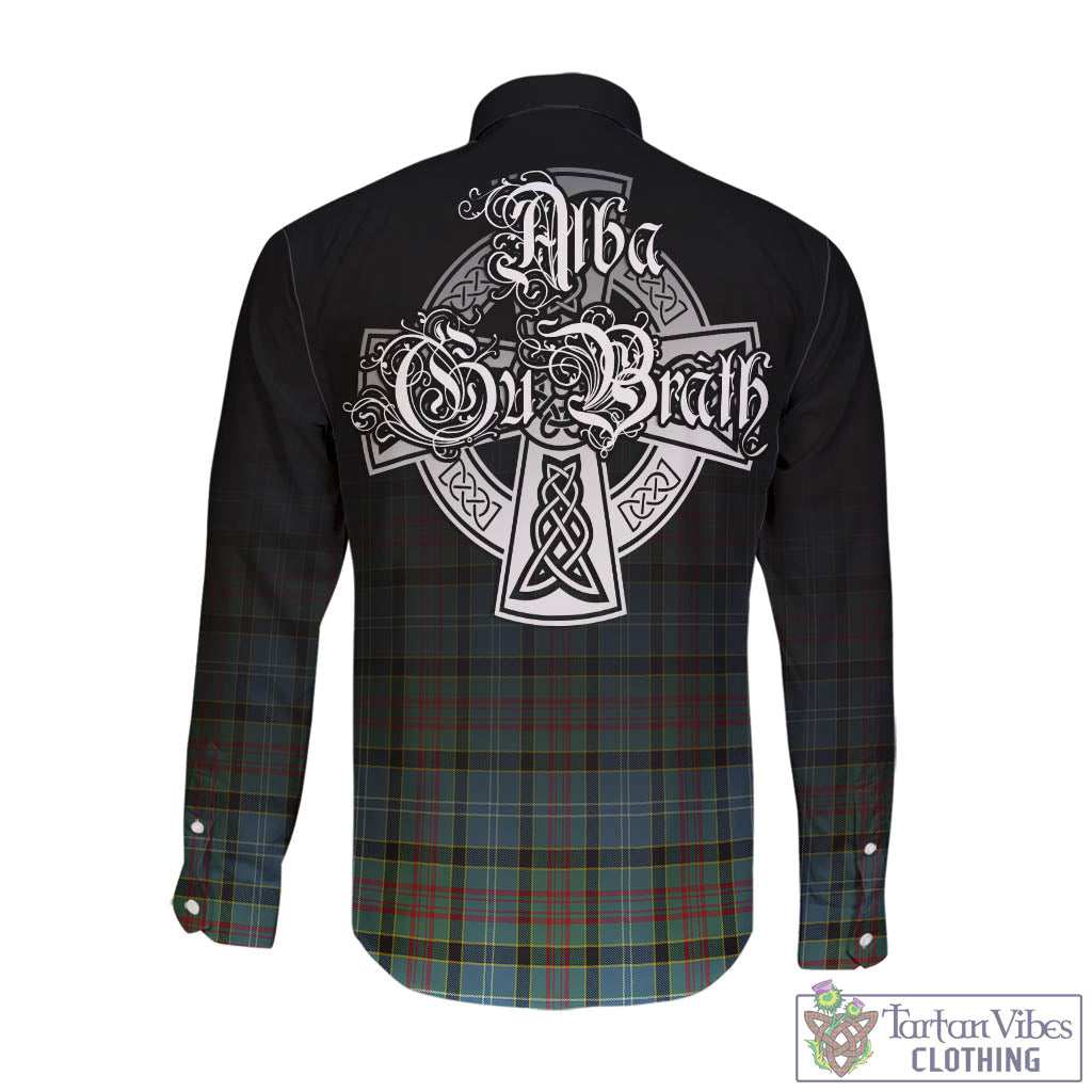 Tartan Vibes Clothing Cathcart Tartan Long Sleeve Button Up Featuring Alba Gu Brath Family Crest Celtic Inspired