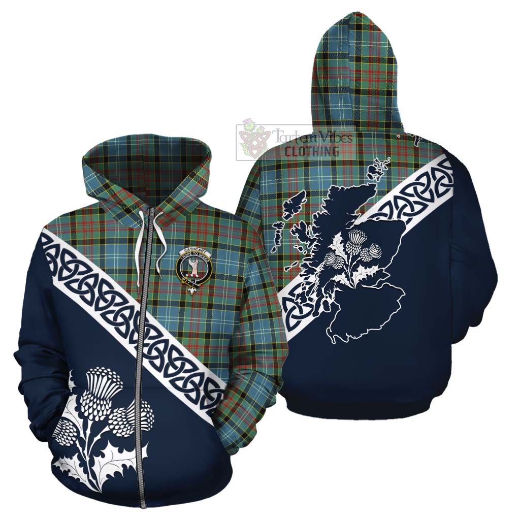 Tartan Vibes Clothing Cathcart Tartan Cotton Hoodie Featuring Thistle and Scotland Map