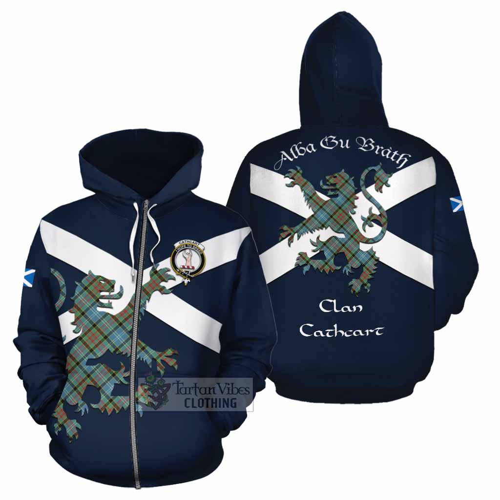 Tartan Vibes Clothing Cathcart Tartan Lion Rampant Cotton Hoodie Proudly Display Your Heritage with Alba Gu Brath and Clan Name