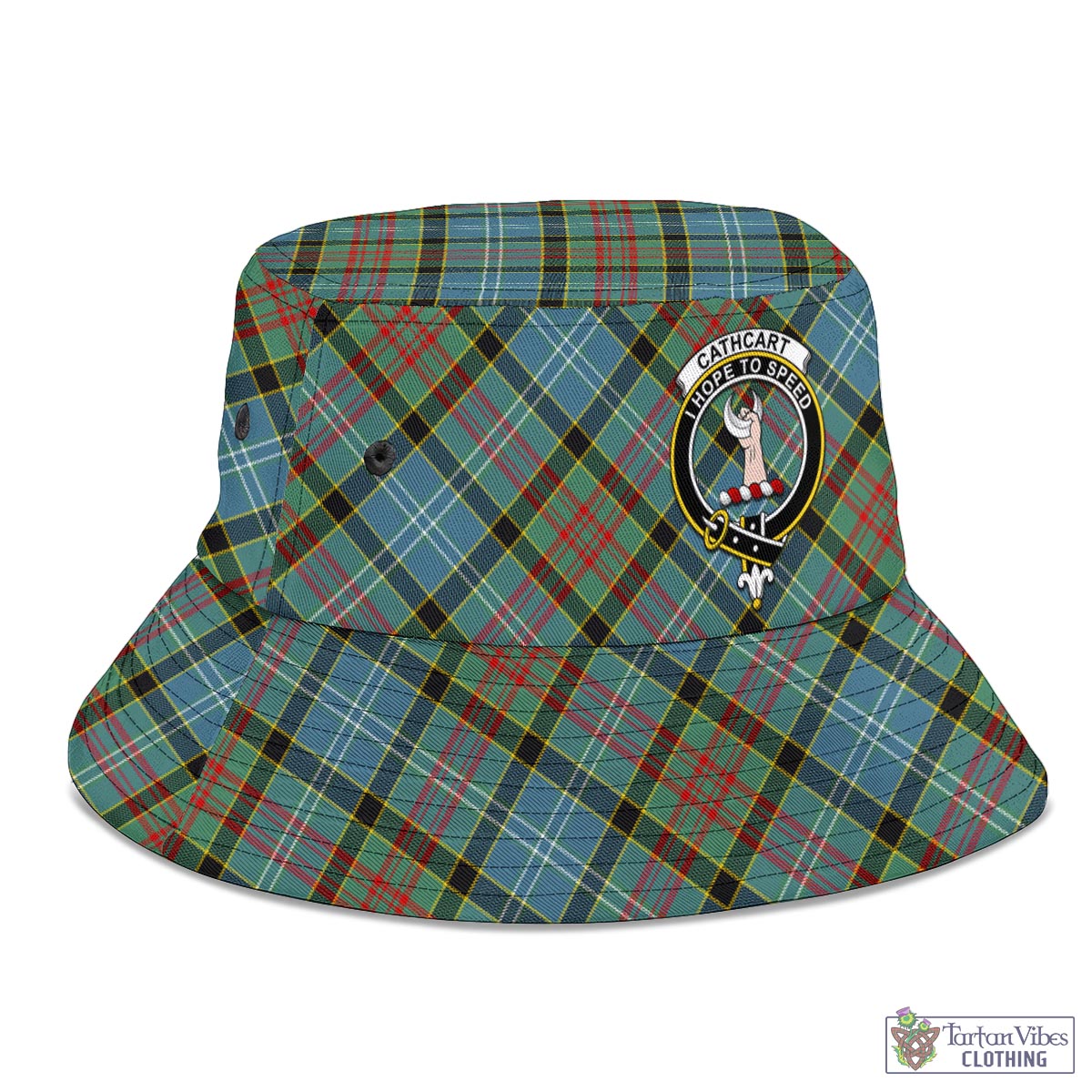 Tartan Vibes Clothing Cathcart Tartan Bucket Hat with Family Crest