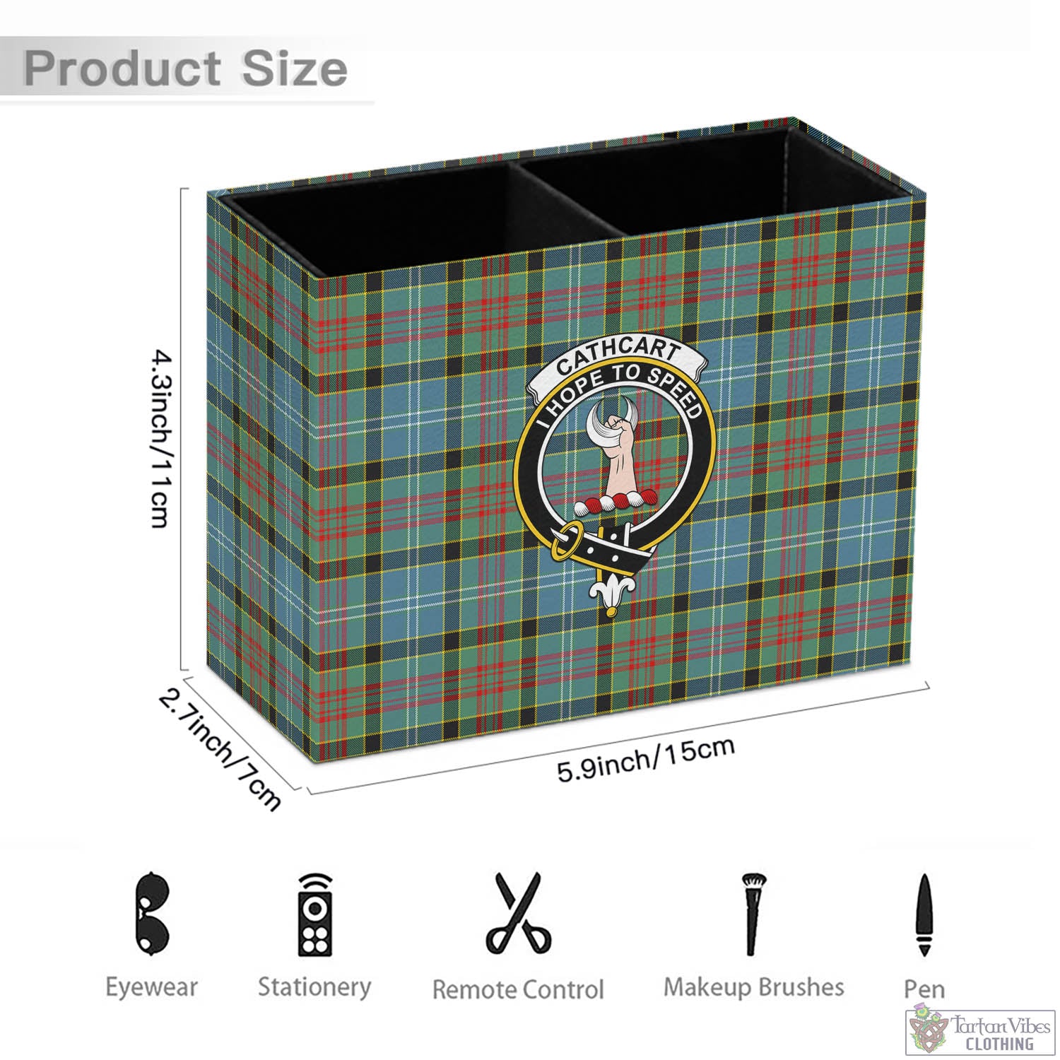 Tartan Vibes Clothing Cathcart Tartan Pen Holder with Family Crest