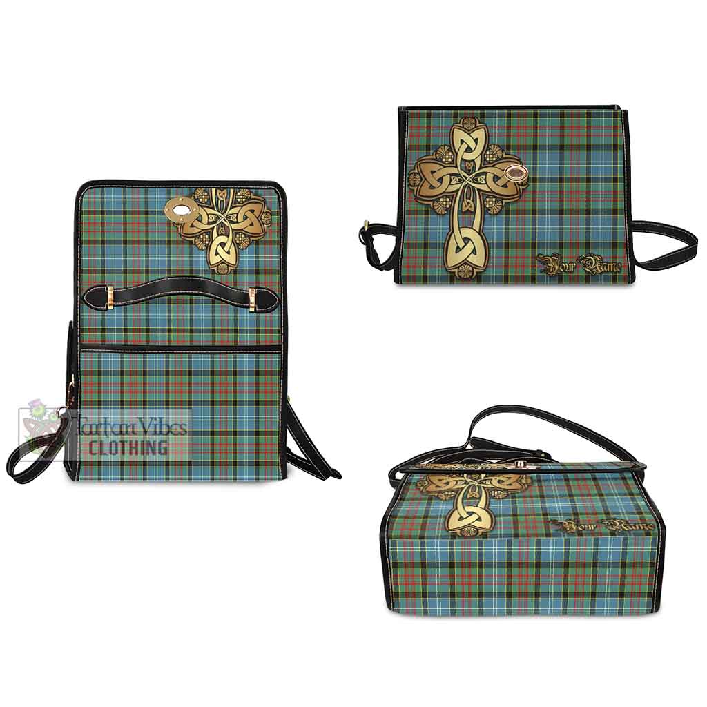 Tartan Vibes Clothing Cathcart Tartan Waterproof Canvas Bag Golden Thistle Celtic Cross Style