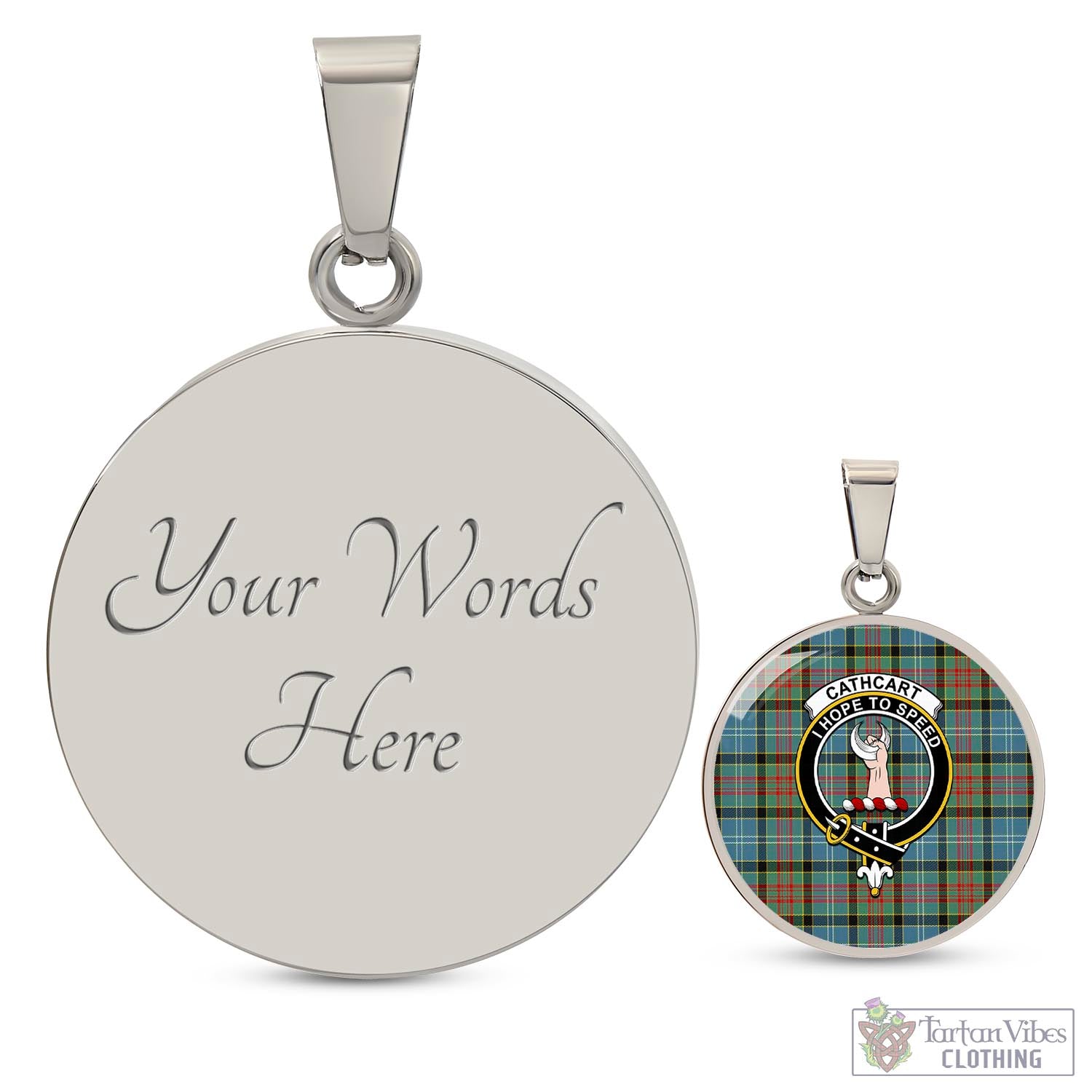 Tartan Vibes Clothing Cathcart Tartan Circle Necklace with Family Crest