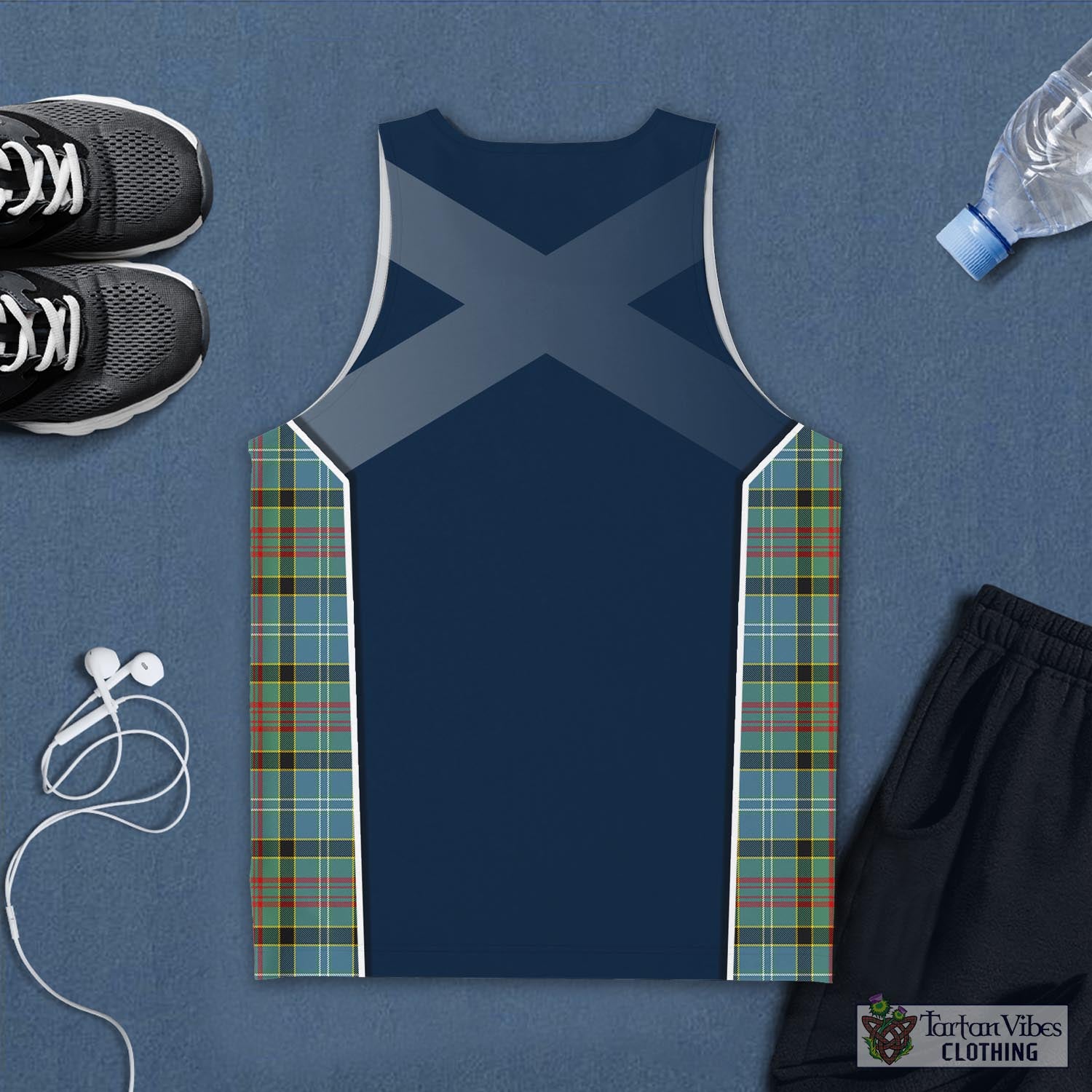 Tartan Vibes Clothing Cathcart Tartan Men's Tanks Top with Family Crest and Scottish Thistle Vibes Sport Style