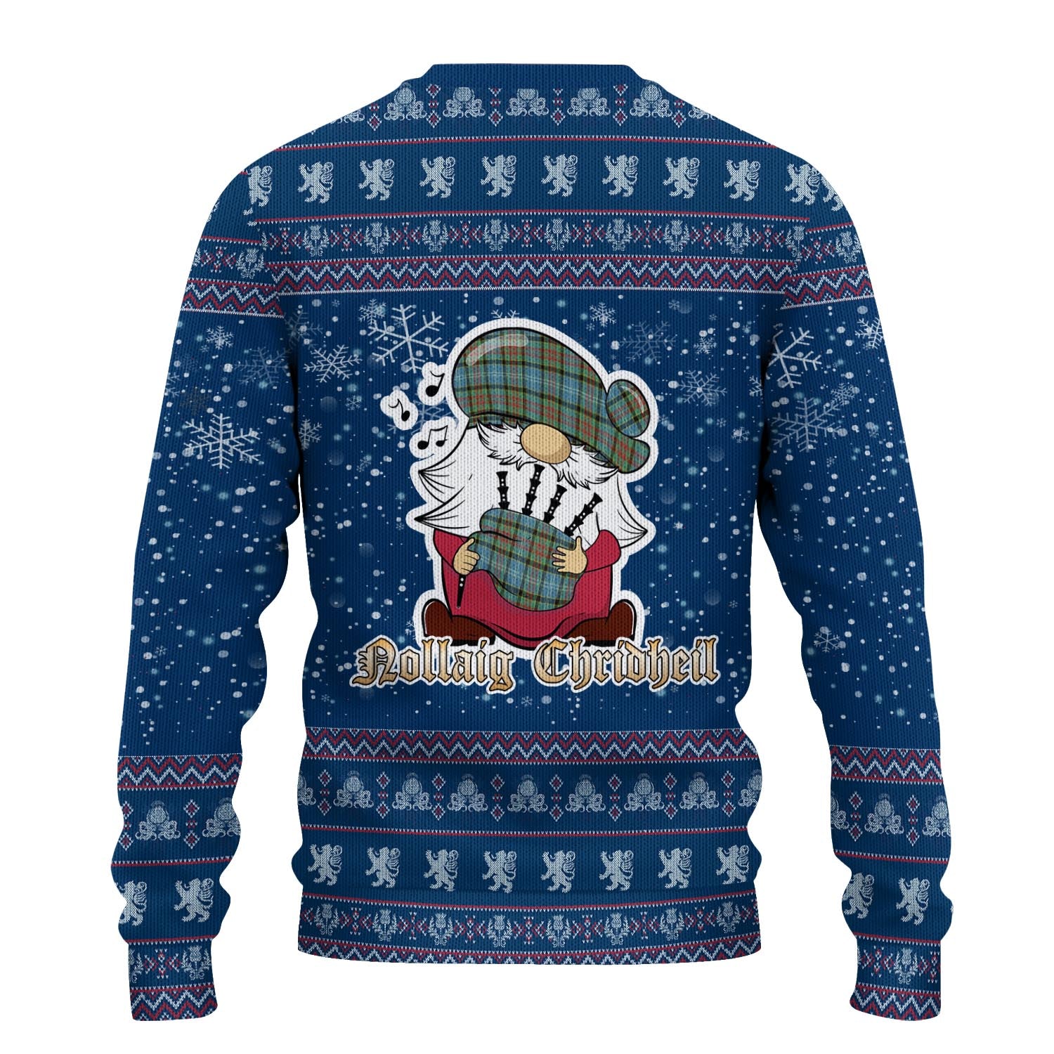 Cathcart Clan Christmas Family Knitted Sweater with Funny Gnome Playing Bagpipes - Tartanvibesclothing