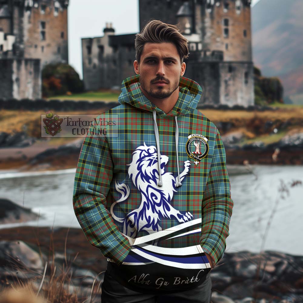 Tartan Vibes Clothing Cathcart Tartan Cotton Hoodie with Alba Gu Brath Regal Lion Emblem