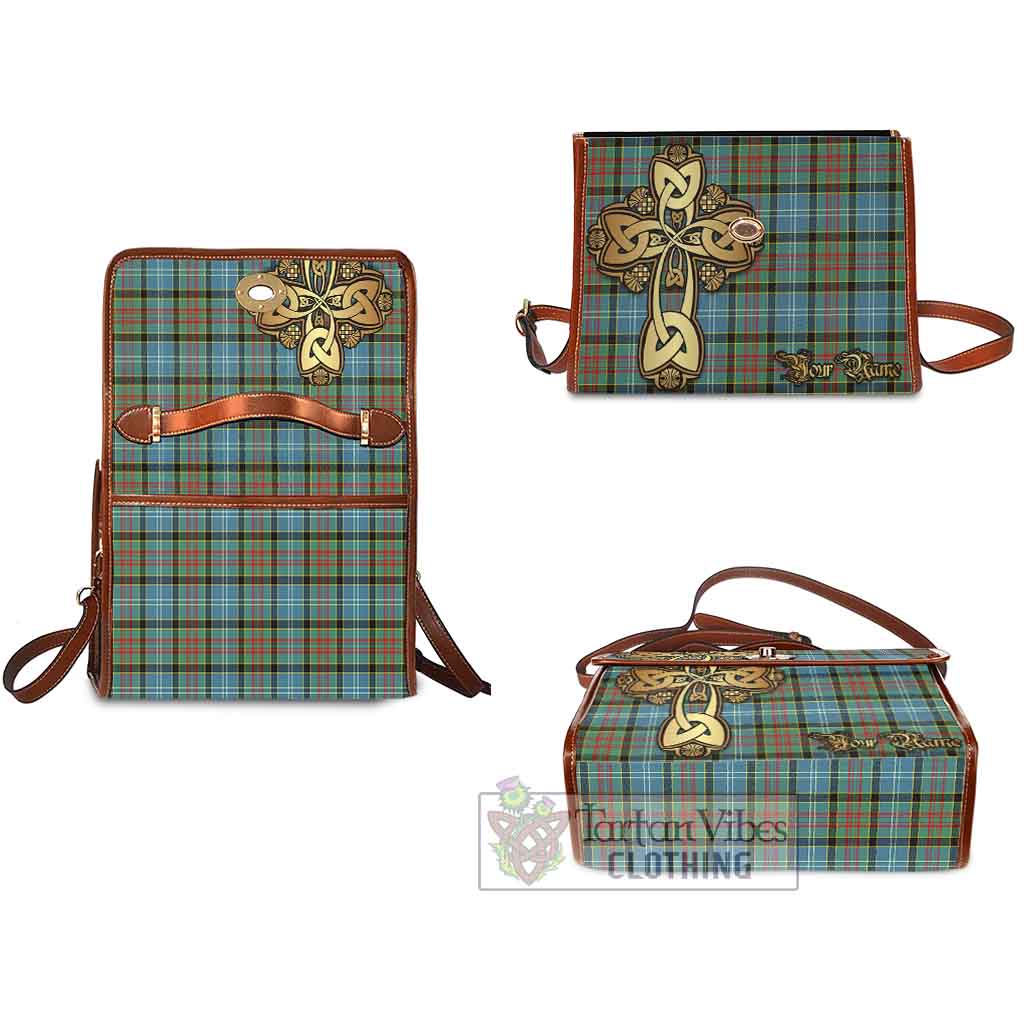 Tartan Vibes Clothing Cathcart Tartan Waterproof Canvas Bag Golden Thistle Celtic Cross Style