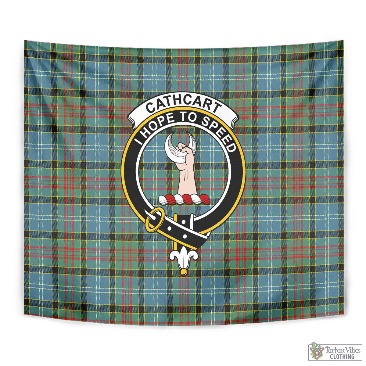 Tartan Vibes Clothing Cathcart Tartan Tapestry Wall Hanging and Home Decor for Room with Family Crest