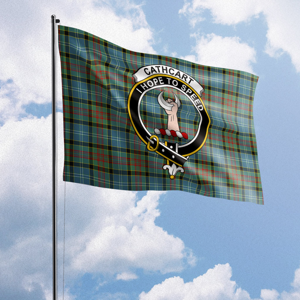 Cathcart Tartan Flag with Family Crest House Flag (Horizontal) - Tartan Vibes Clothing