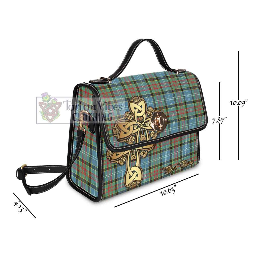 Tartan Vibes Clothing Cathcart Tartan Waterproof Canvas Bag Golden Thistle Celtic Cross Style