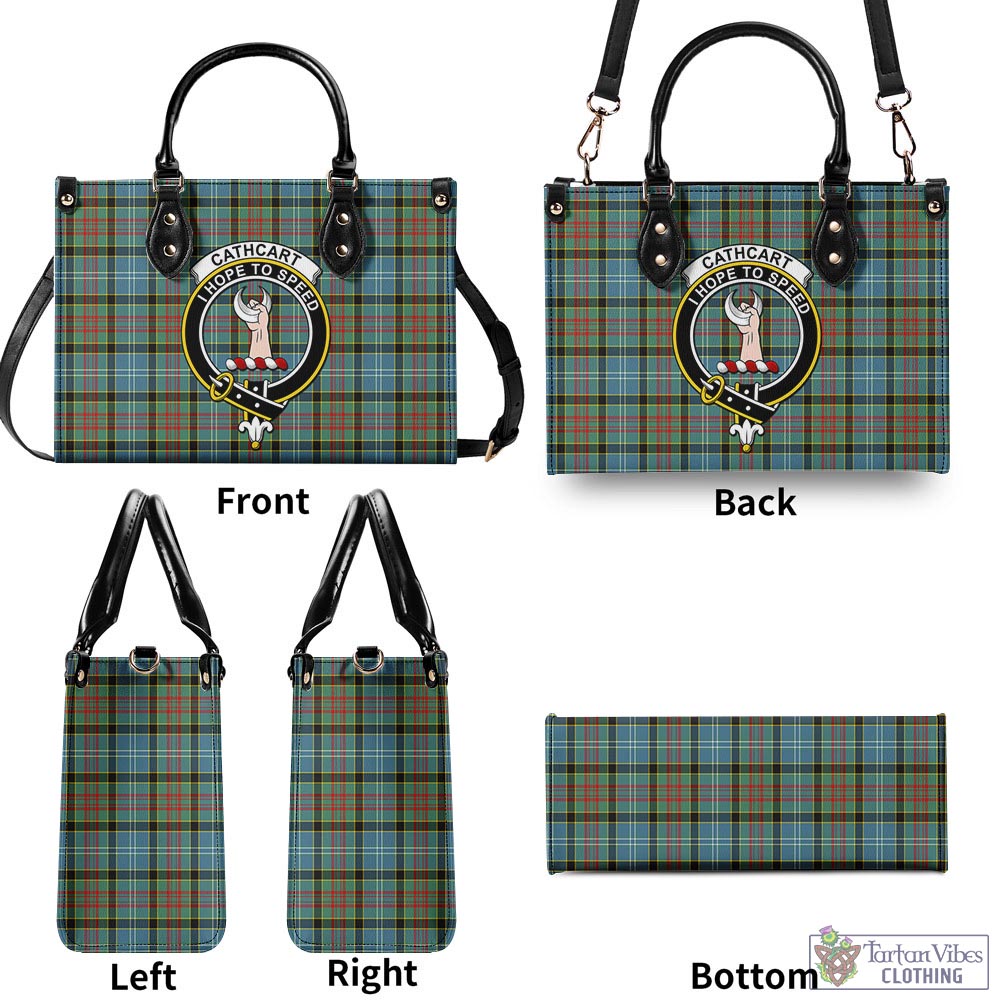 Tartan Vibes Clothing Cathcart Tartan Luxury Leather Handbags with Family Crest