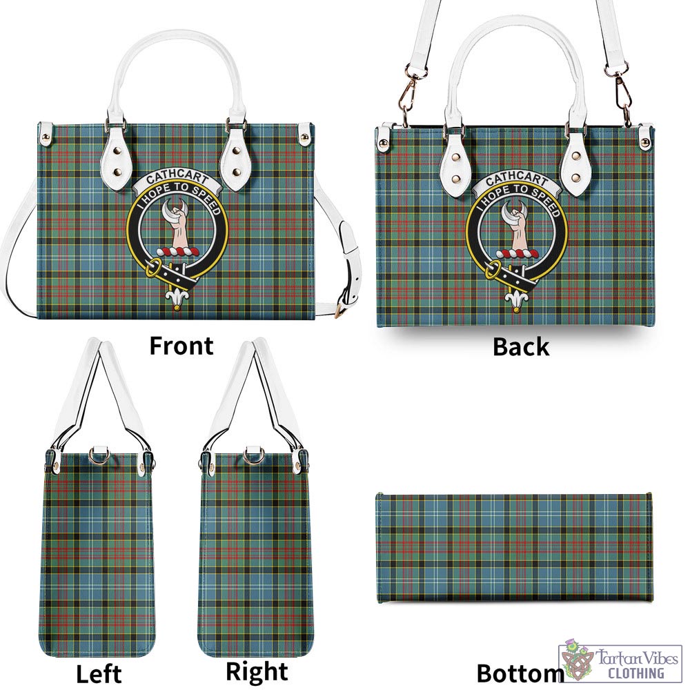 Tartan Vibes Clothing Cathcart Tartan Luxury Leather Handbags with Family Crest