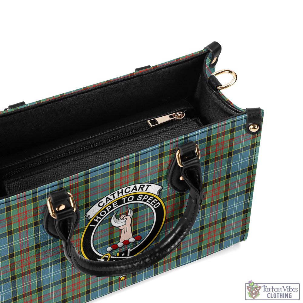 Tartan Vibes Clothing Cathcart Tartan Luxury Leather Handbags with Family Crest