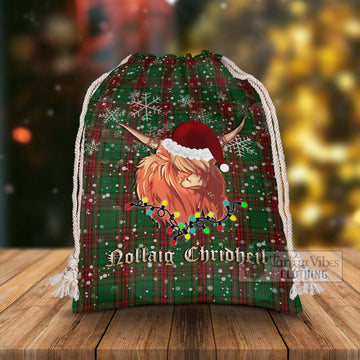 Cavan County Ireland Tartan Christmas Santa's Bag with Highland Cow