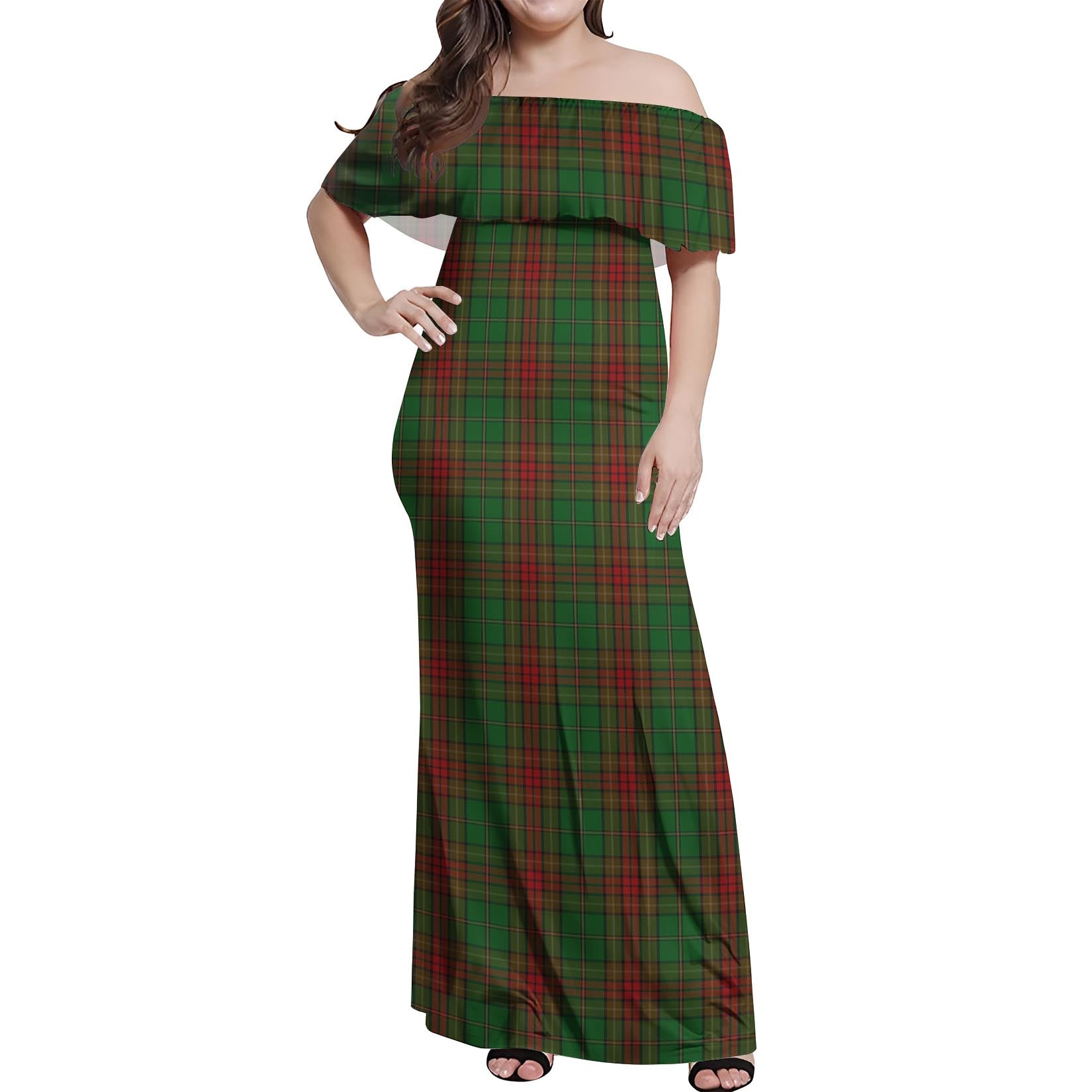 Cavan County Ireland Tartan Off Shoulder Long Dress Women's Dress - Tartanvibesclothing