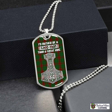 Cavan County Ireland Tartan Dog Tag Necklace Viking Mjolnir Style