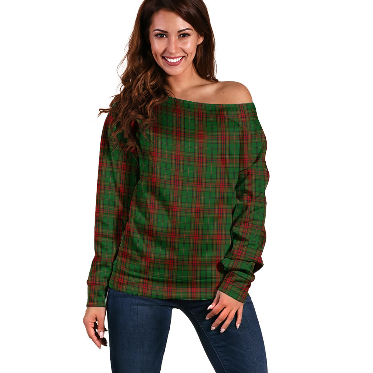 Cavan County Ireland Tartan Off Shoulder Women Sweater Women - Tartan Vibes Clothing