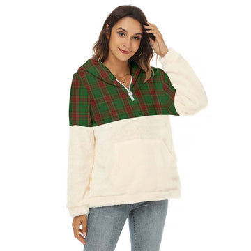 Cavan County Ireland Tartan Women's Borg Fleece Hoodie With Half Zip