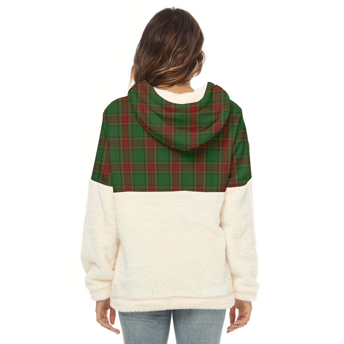 Cavan County Ireland Tartan Women's Borg Fleece Hoodie With Half Zip - Tartanvibesclothing