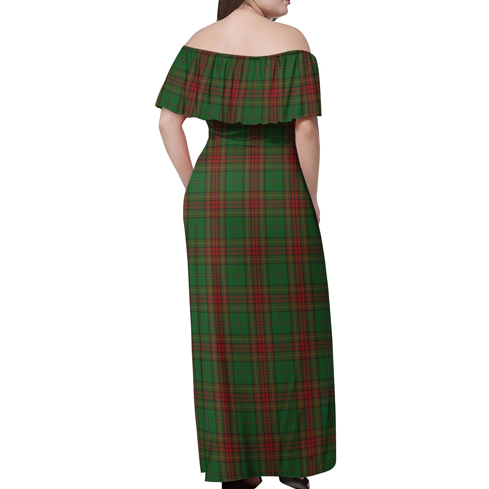 Cavan County Ireland Tartan Off Shoulder Long Dress - Tartanvibesclothing