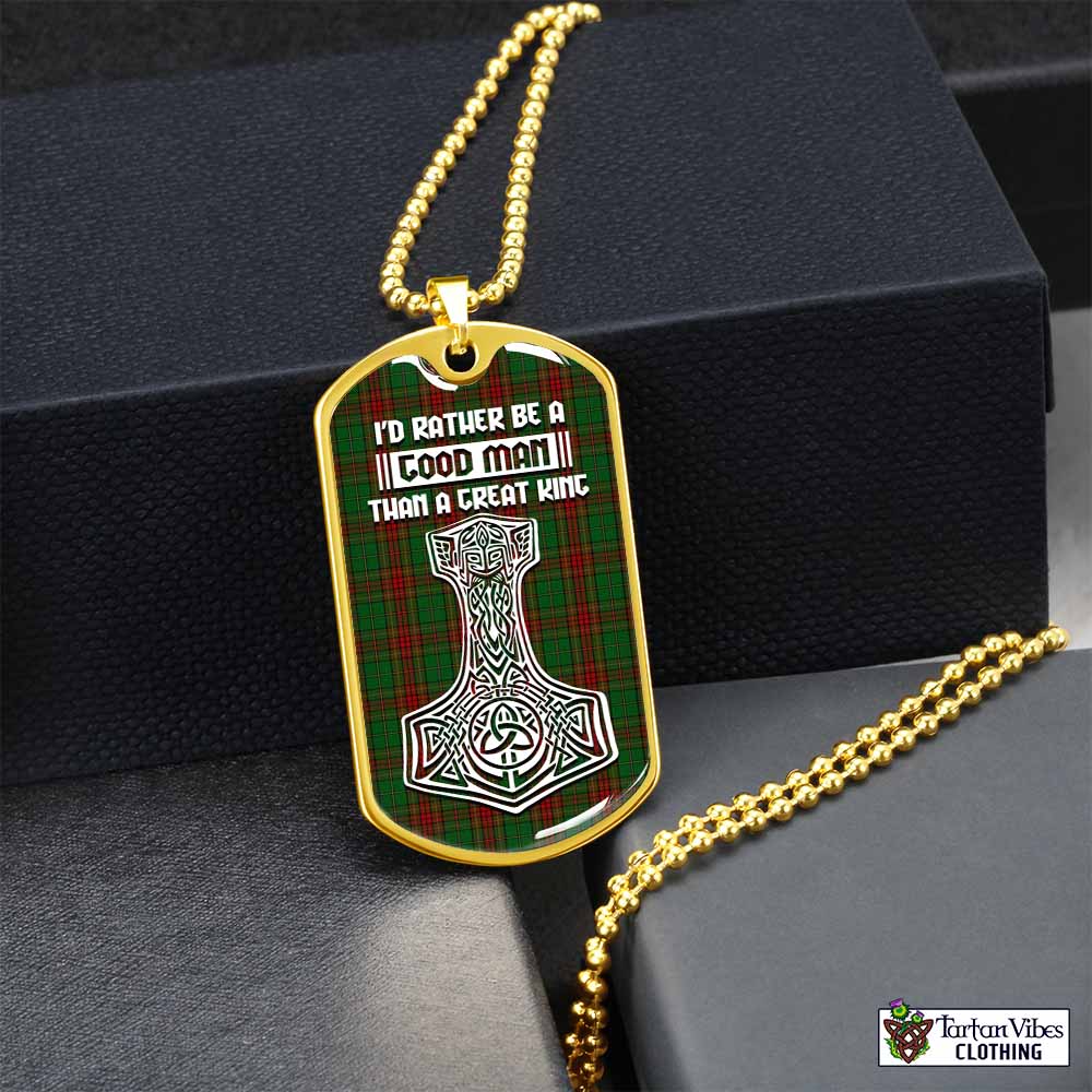 Tartan Vibes Clothing Cavan County Ireland Tartan Dog Tag Necklace Viking Mjolnir Style