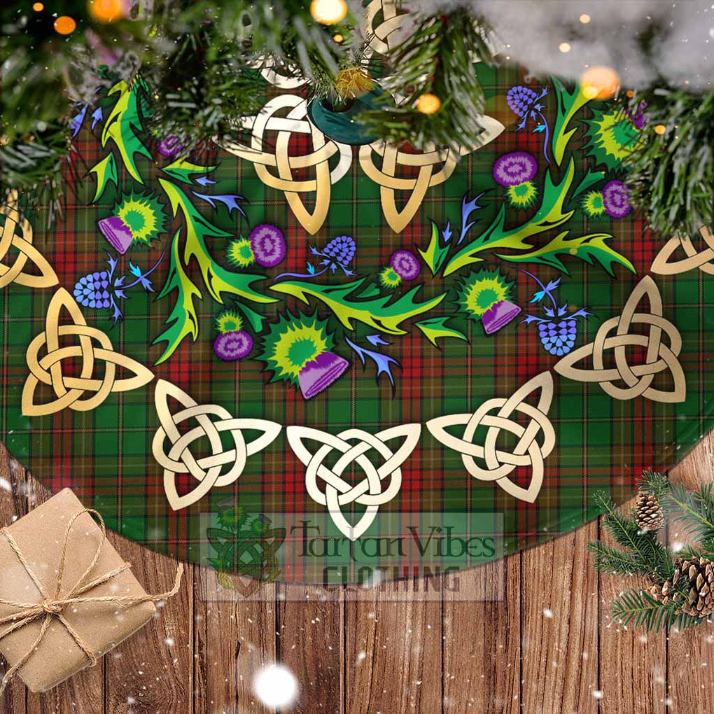 Tartan Vibes Clothing Cavan County Ireland Tartan Christmas Tree Skirt with Thistle Celtic Knot Style