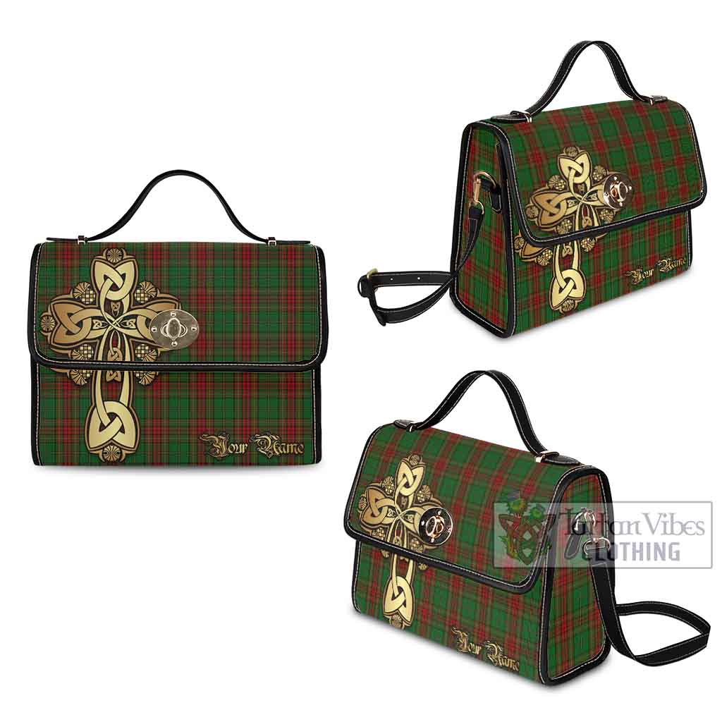 Tartan Vibes Clothing Cavan County Ireland Tartan Waterproof Canvas Bag Golden Thistle Celtic Cross Style