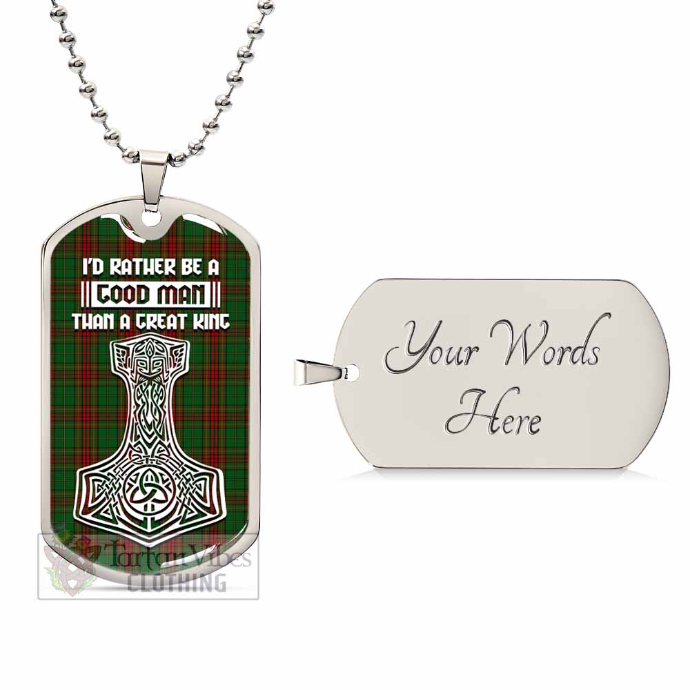 Tartan Vibes Clothing Cavan County Ireland Tartan Dog Tag Necklace Viking Mjolnir Style