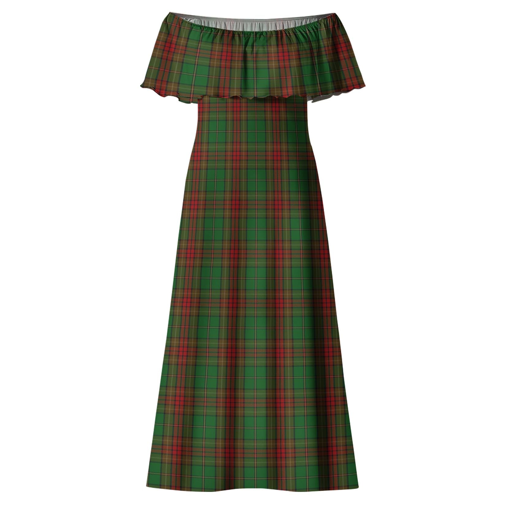 Cavan County Ireland Tartan Off Shoulder Long Dress - Tartanvibesclothing