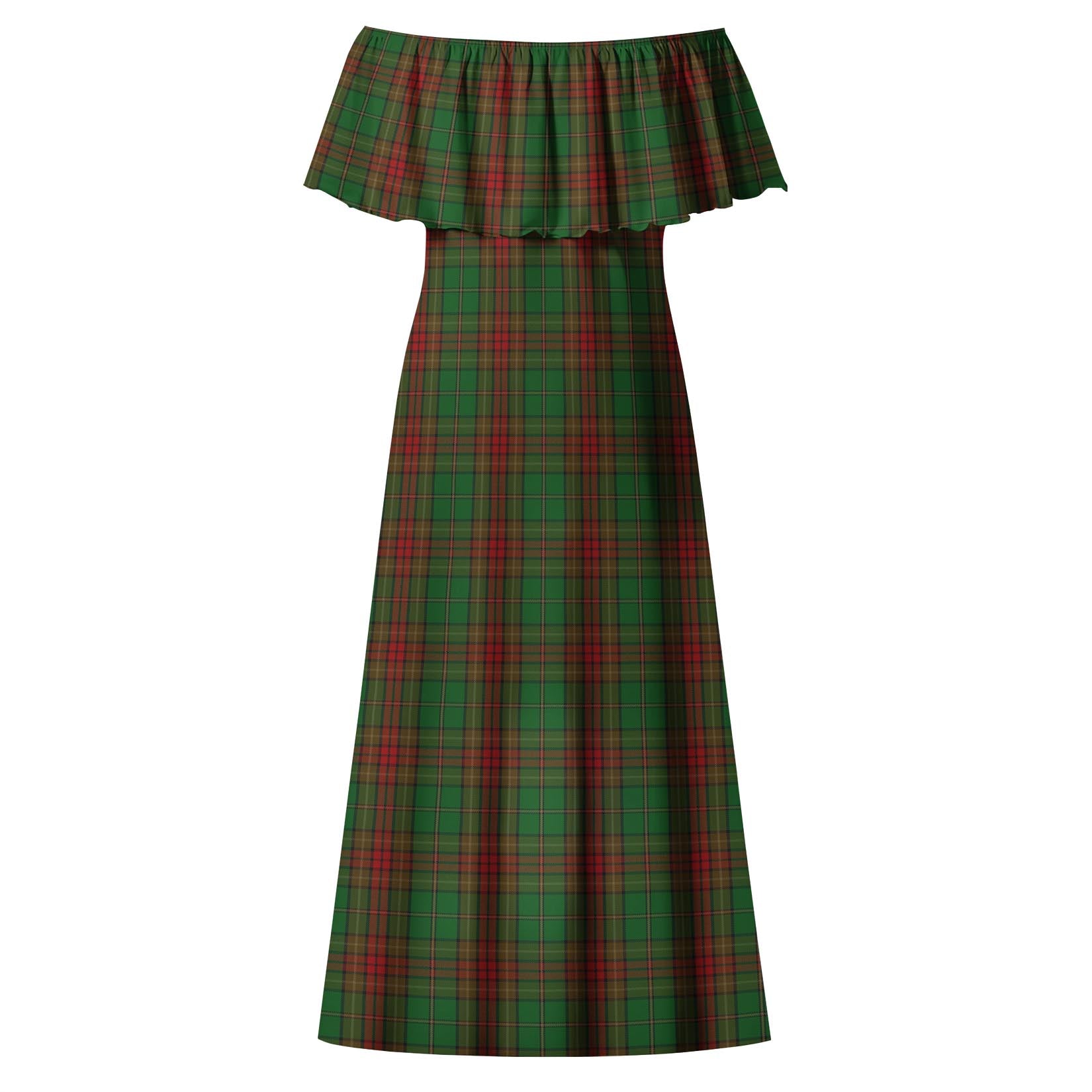 Cavan County Ireland Tartan Off Shoulder Long Dress - Tartanvibesclothing