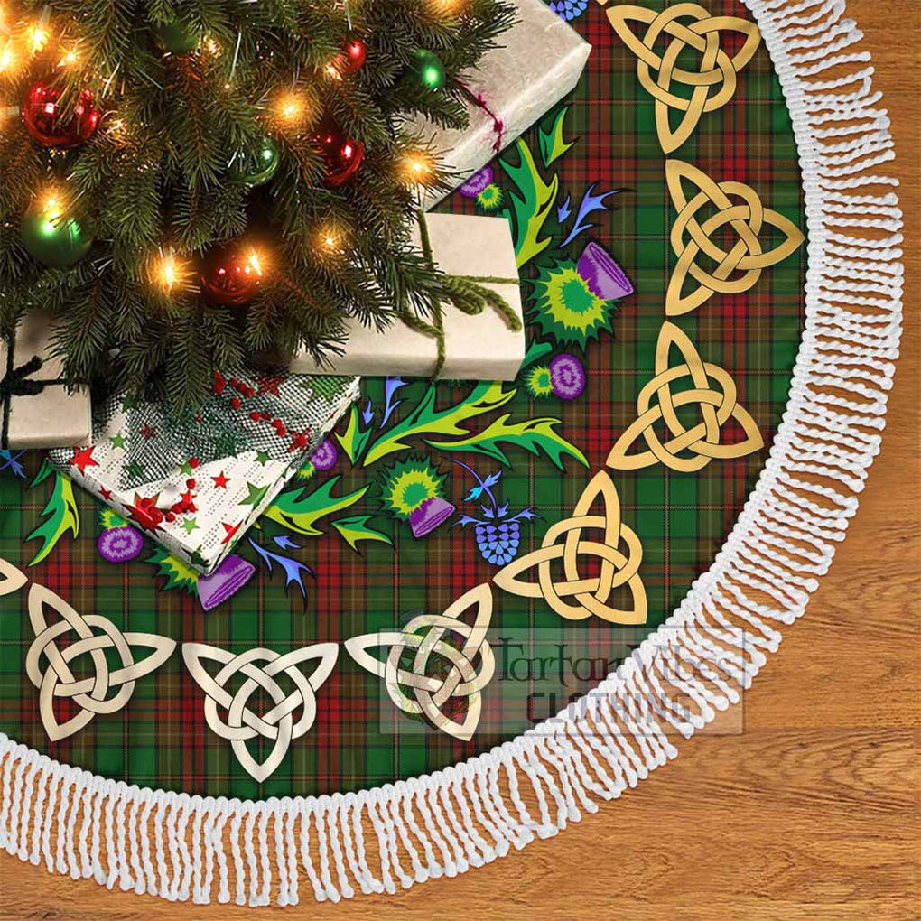 Tartan Vibes Clothing Cavan County Ireland Tartan Christmas Tree Skirt with Thistle Celtic Knot Style