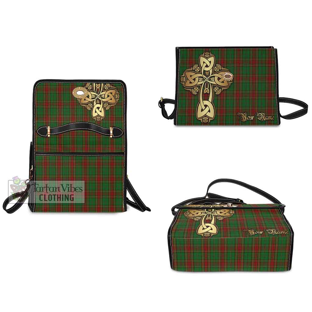 Tartan Vibes Clothing Cavan County Ireland Tartan Waterproof Canvas Bag Golden Thistle Celtic Cross Style