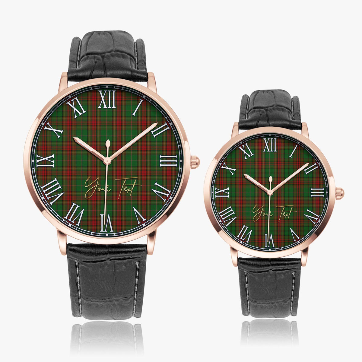 Cavan County Ireland Tartan Personalized Your Text Leather Trap Quartz Watch - Tartan Vibes Clothing