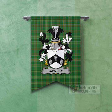Cawley Irish Clan Tartan Gonfalon, Tartan Banner with Coat of Arms Fishtail - Tartan Vibes Clothing