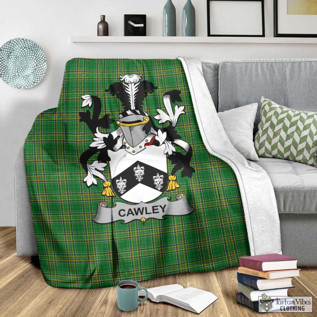 Tartan Vibes Clothing Cawley Irish Clan Tartan Blanket with Coat of Arms