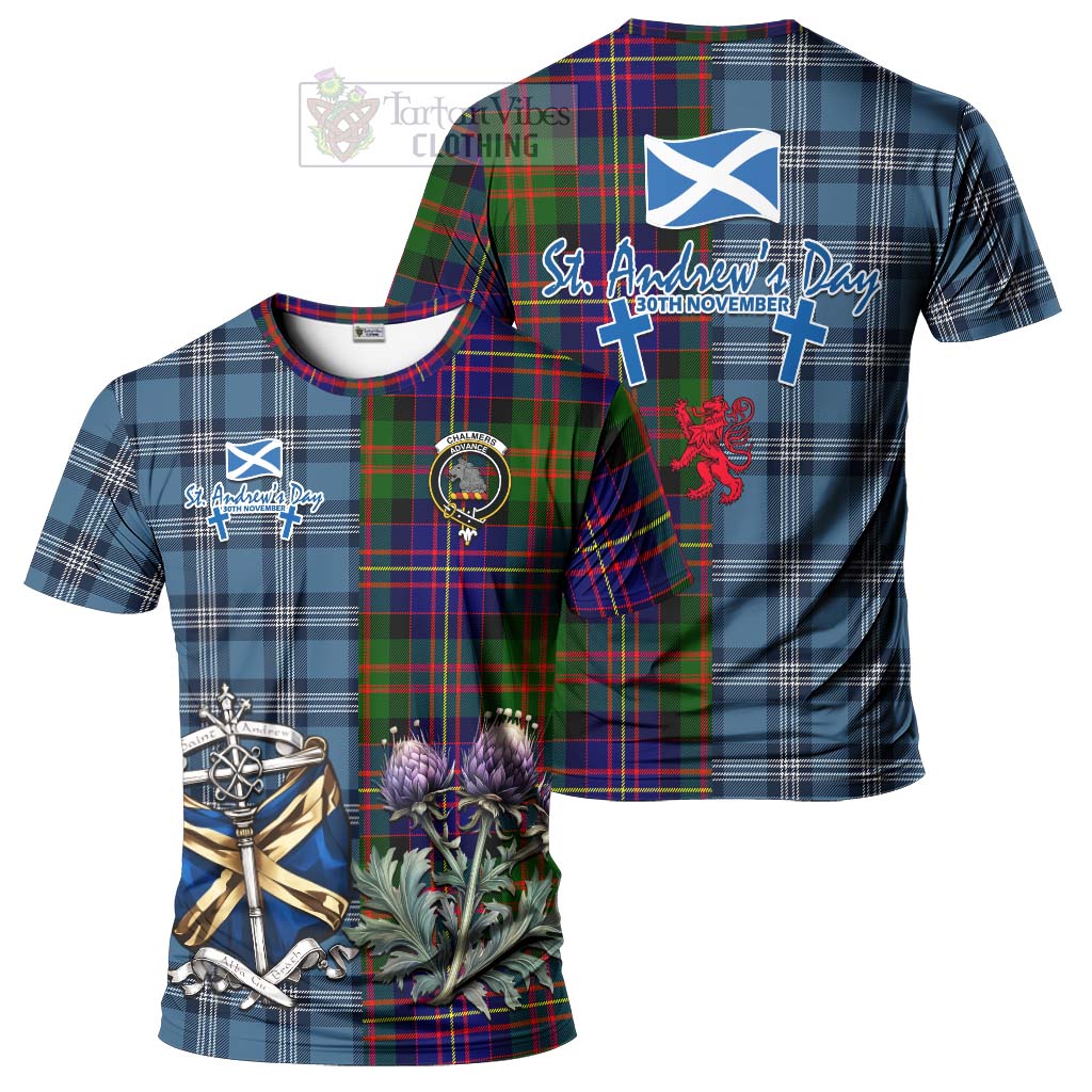 Tartan Vibes Clothing Chalmers Tartan T-Shirt Happy St. Andrew's Day Half Tartan Style