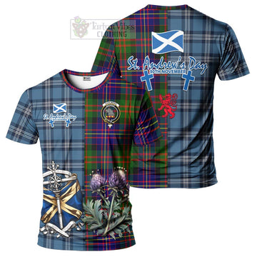 Chalmers Tartan T-Shirt Happy St. Andrew's Day Half Tartan Style