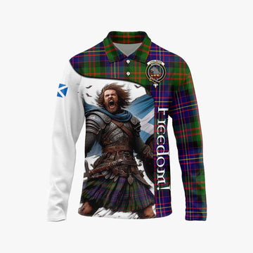 Chalmers Crest Tartan Long Sleeve Polo Shirt Inspired by the Freedom of Scottish Warrior