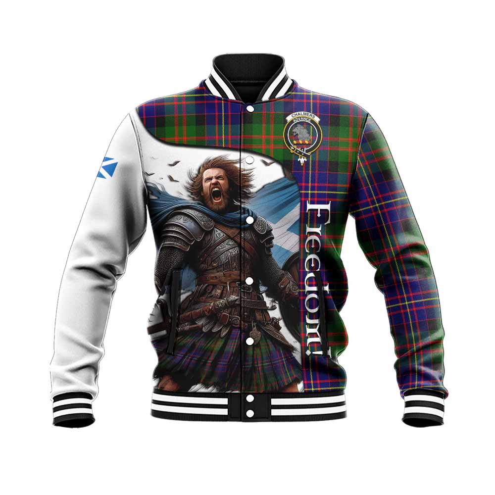 Tartan Vibes Clothing Chalmers Crest Tartan Baseball Jacket Inspired by the Freedom of Scottish Warrior