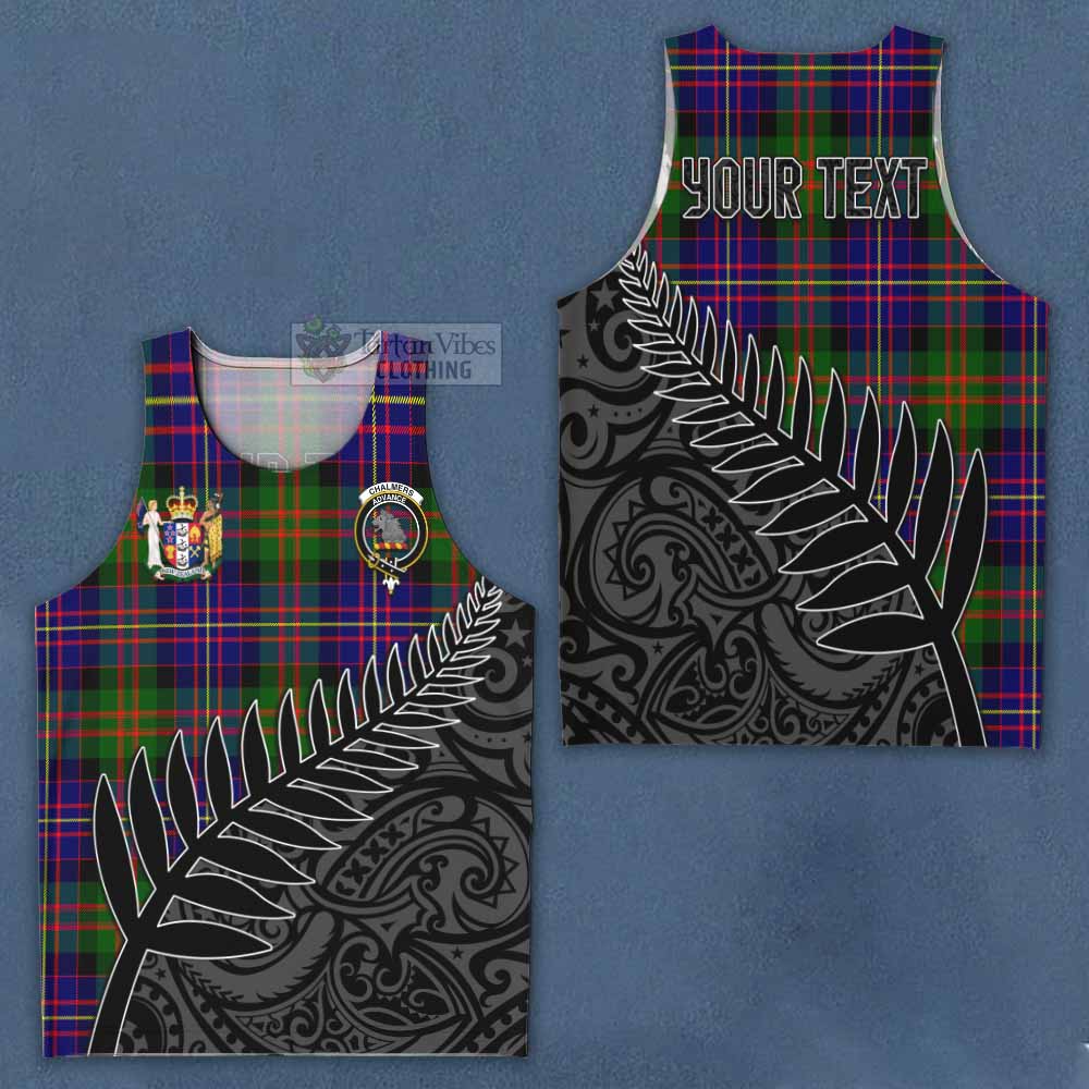 Tartan Vibes Clothing Chalmers Crest Tartan Men's Tank Top with New Zealand Silver Fern Half Style