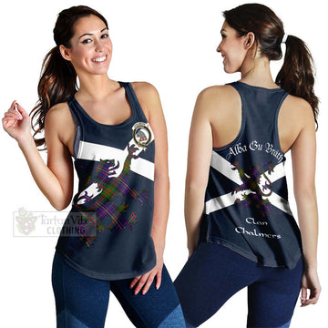 Chalmers Tartan Lion Rampant Women's Racerback Tanks  Proudly Display Your Heritage with Alba Gu Brath and Clan Name