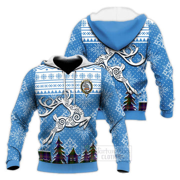 Chalmers Clan Christmas Knitted Hoodie Celtic Reindeer Style Unisex Knitted Pullover Hoodie - Tartan Vibes Clothing