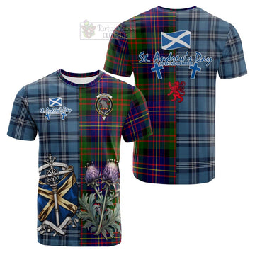 Chalmers Tartan Cotton T-shirt Happy St. Andrew's Day Half Tartan Style