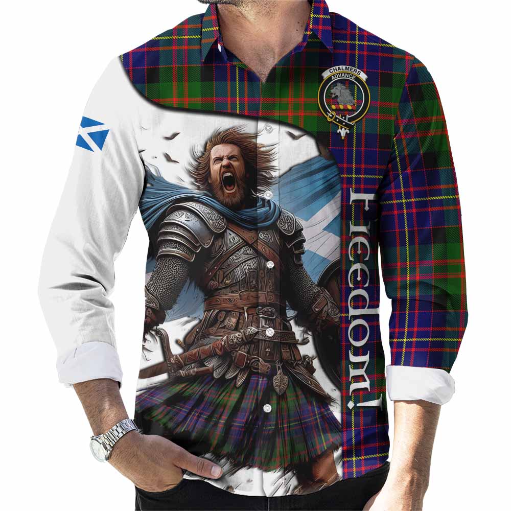 Tartan Vibes Clothing Chalmers Crest Tartan Long Sleeve Button Shirt Inspired by the Freedom of Scottish Warrior